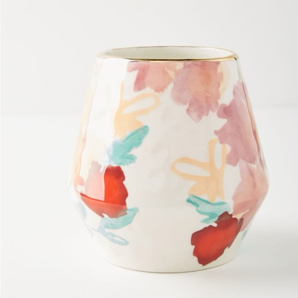 Anthropologie Larue Vase Floral Watercolor Multicolor Stoneware - Picture 10 of 10
